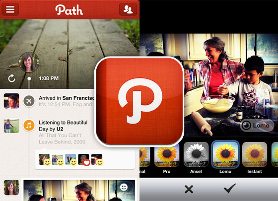 Quelques écrans de l'application Path