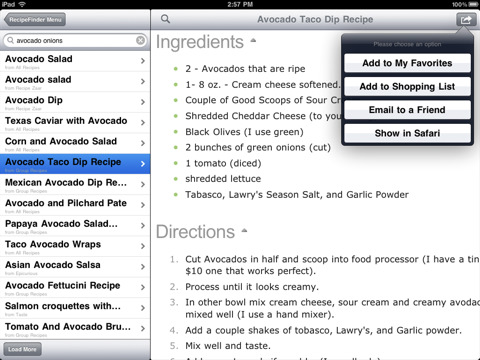 RecipeFinder iPad 2