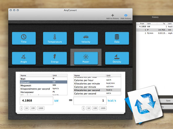 AnyConvert Mac OSX - Convertisseur d'Unités de Mesure (gratuit)