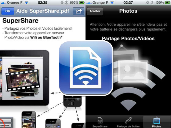 SuperShare iPhone iPad - Serveur et Partage de Fichiers WiFi Bluetooth (gratuit)