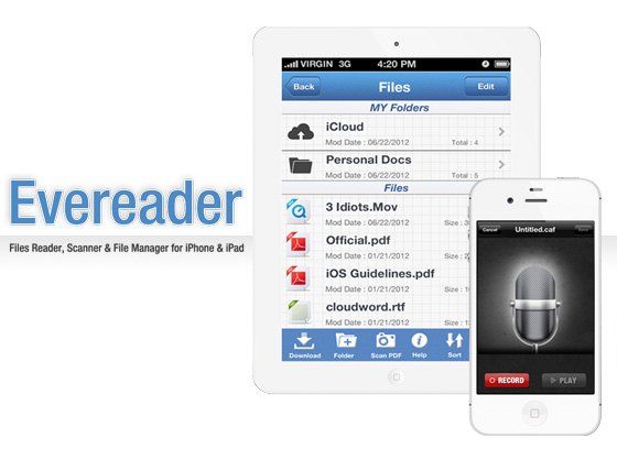 Evereader Pro iPhone iPad - Gestionnaire de Fichier Multifonction en WiFi (gratuit)
