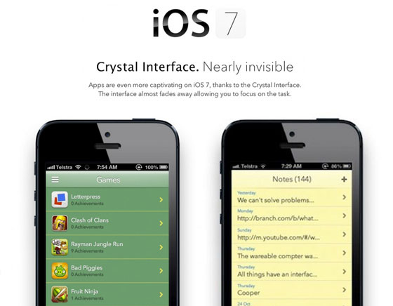 Concept iPhone iOS 7 : Une Interface Cristal plus Minimaliste (images)