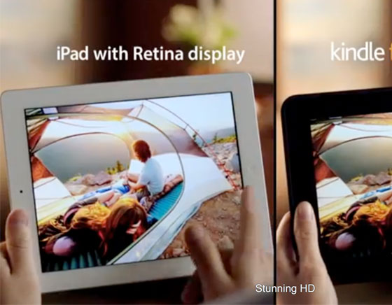 Amazon Kindle Fire HD vs iPad 4 Retina - 1ere Pub Comparative (video)