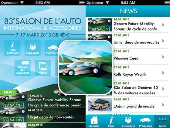83e Salon International de l'Auto Genève 2013 iPhone iPad (gratuit)