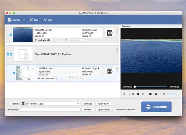 AnyMP4 Video 2 GIF Maker Mac