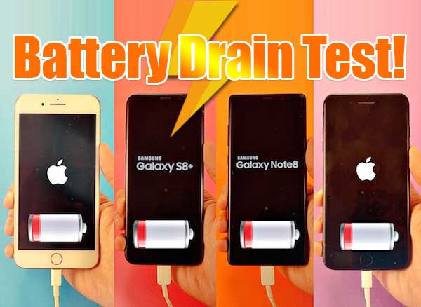 iPhone 7 et 8 Plus vs Galaxy Note 8 et S8 Plus Batterie