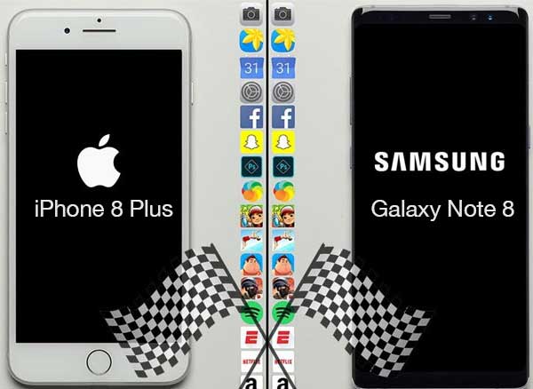 Galaxy Note 8 iPhone 8 Plus Vitesse