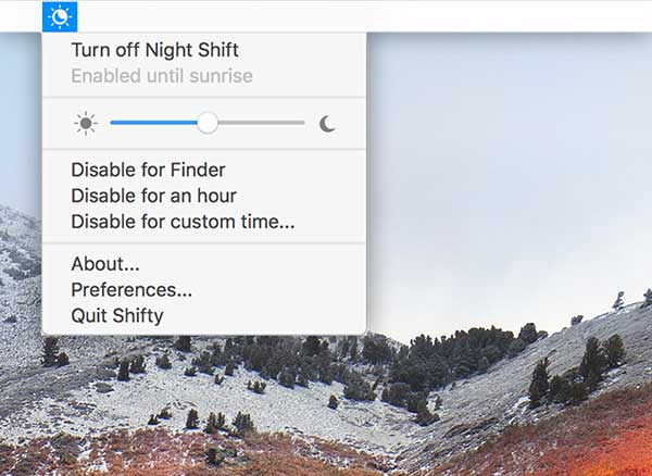 shifty macos mac app 1 - Shifty Mac - Personnaliser le Mode Nuit Night Shift (gratuit)