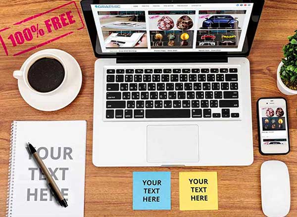 mockups espaces travail mac photo psd