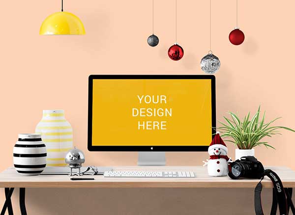 mockups espaces travail mac photo psd