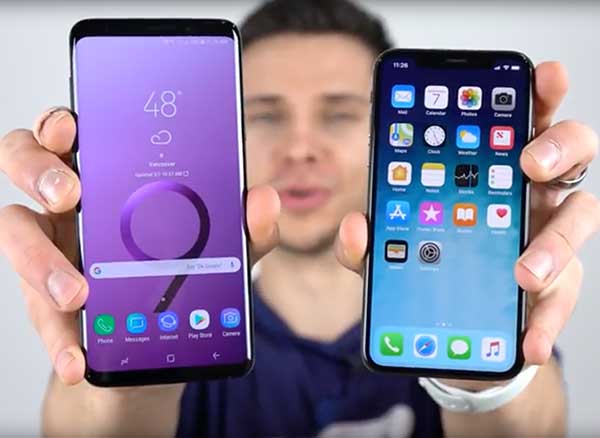 Comparatif Vitesse Galaxy S9 Plus vs iPhone X