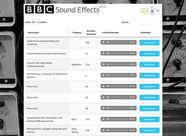 16000 Sons Et Effets Audio De La Bbc Au Format Wav Gratuit