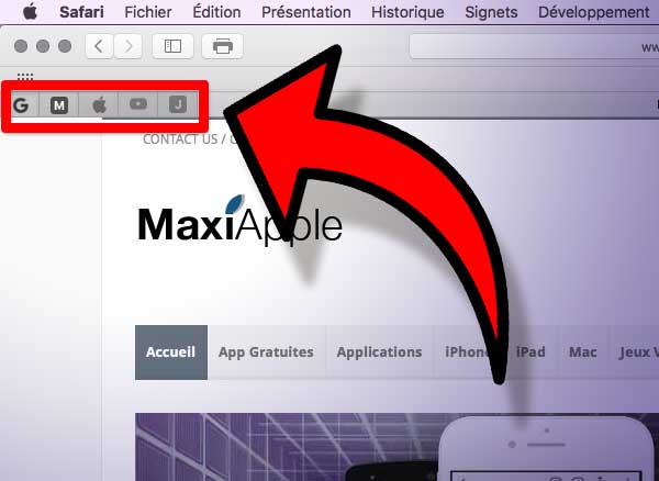 comment afficher favicons safari mac
