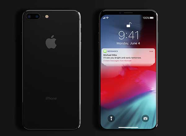 iphone concept sans encoches solaire fil x 9 plus
