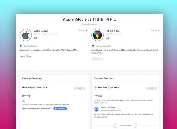 siftery product comparison comparatif webapp logiciels mac pc