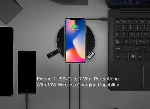 soholine hub usb c chargeur sans fil hdmi sd type