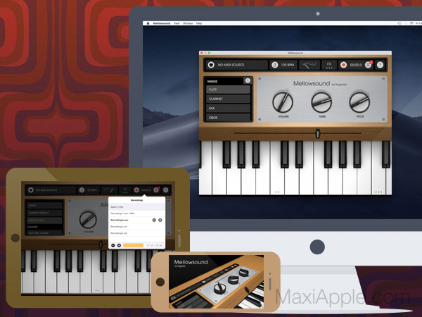 mellowsound macos mac 01 - MellowSound Mac iOS - Clavier Synthétiseur Mellotron (gratuit)