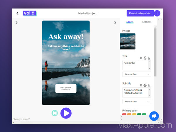 voila.video webapp stories instagram