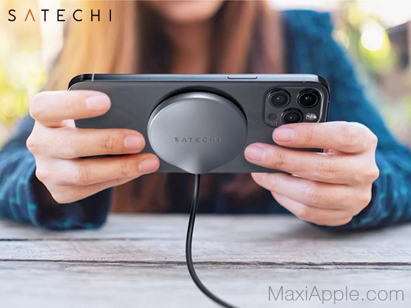 Câble De Charge Magnétique Sans Fil Satechi USB-C - Compatible IPhone 16/15/14/13/12 - Puissance 7.5W, Longueur 1.5m