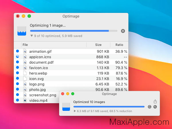 optimage macos mac gratuit 01 - OptImage Mac - Compresser et Convertir Photos et Vidéos (gratuit)