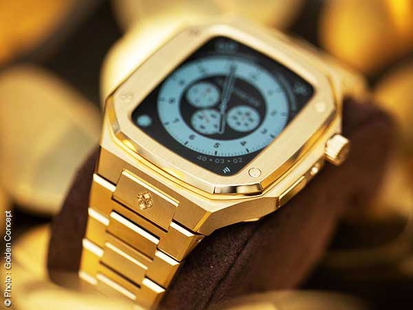 coque montre apple luxe or argent diamants