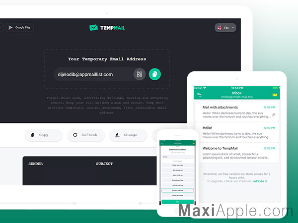 Temp Mail macOS Windows iOS Android