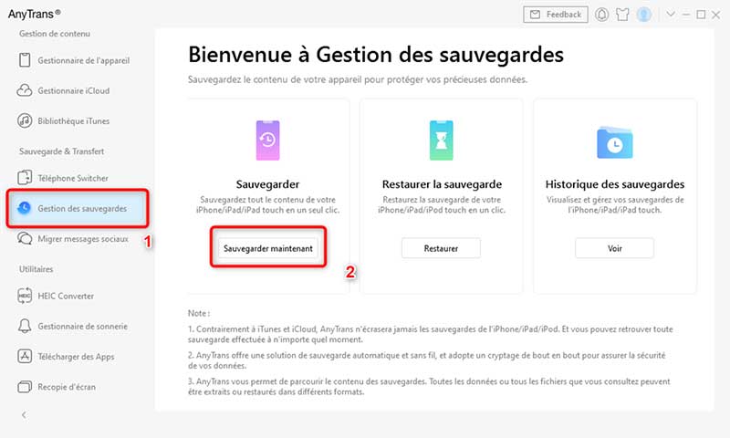 rechercher sauvegarde iphone