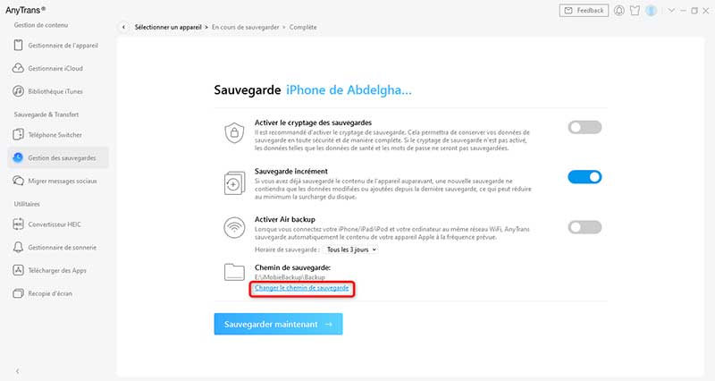 rechercher sauvegarde iphone