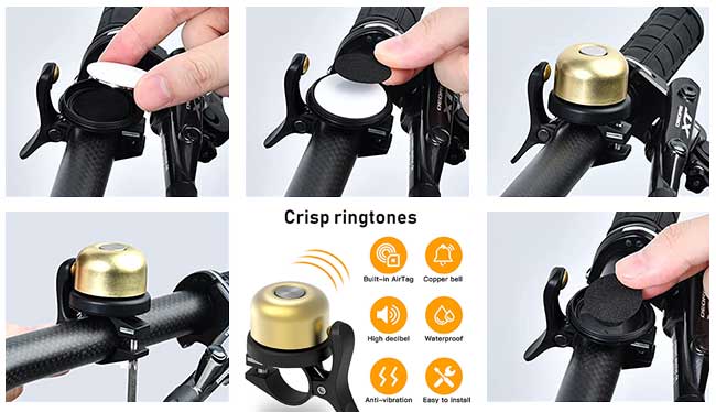 Airbell Sonnette De Vélo 31.8mm Pour. Airtag - Noir