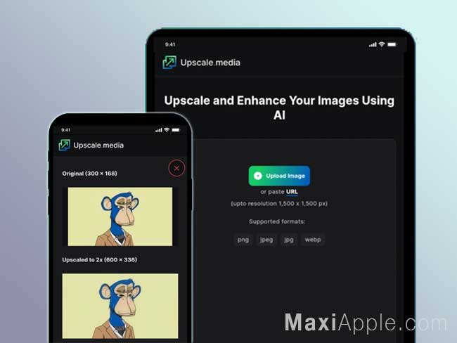 upscale media photo image ios iphone ipad android web gratuit 01 - Upscale Media iOS Android - Agrandissement d'Image x4 (gratuit)
