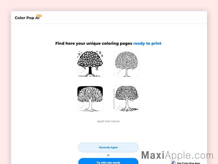 app colorpop ai webapp outil generateur coloriage en ligne mac pc gratuit 02 - Color Pop AI, Créez des Planches de Coloriage en IA (gratuit)
