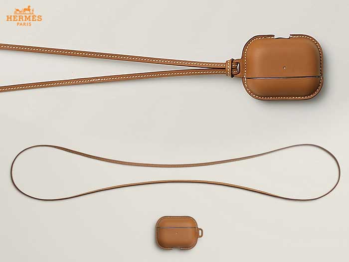 Étui En Cuir Pour AirPods Pro 2/1 – Marron – Avec Porte-clés – Protection Souple