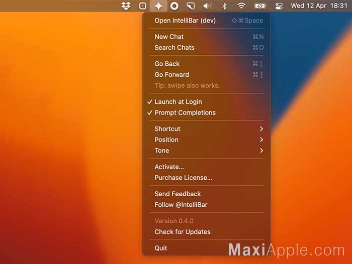 IntelliBar macOS