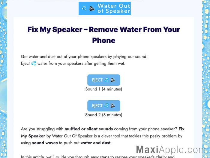 WaterOutOfSpeaker