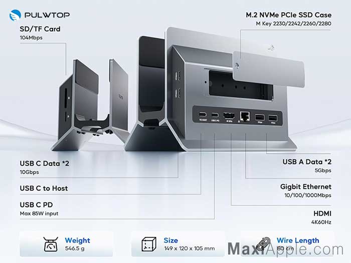 PULWTOP Station d'accueil verticale hub ssd