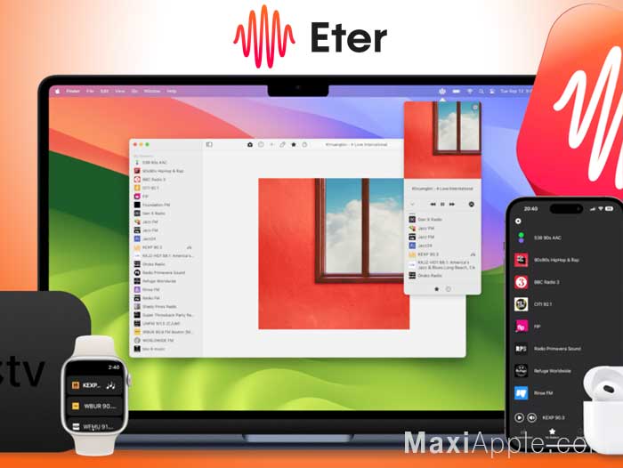 Eter Streaming Radio iPhone iPad Apple TV macOS Gratuit