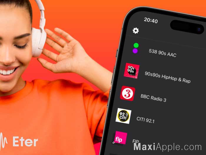 Eter Streaming Radio iPhone iPad Apple TV macOS Gratuit