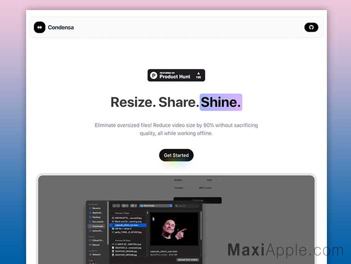 Condensa org webapp outil hors ligne compression video navigateur gratuit