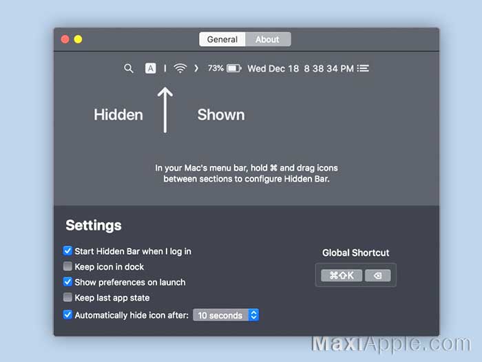 Hidden Bar macOS Mac App Gratuit