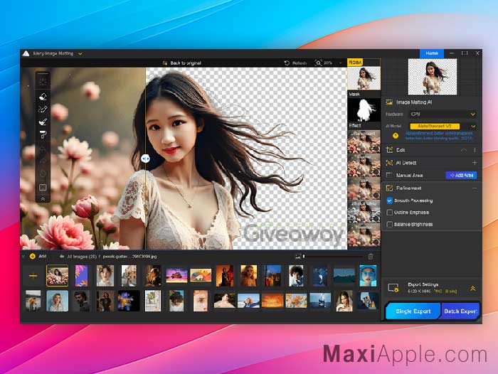 Aiarty Image Matting AI macOS Windows Gratuit Outil App IA Gratuit
