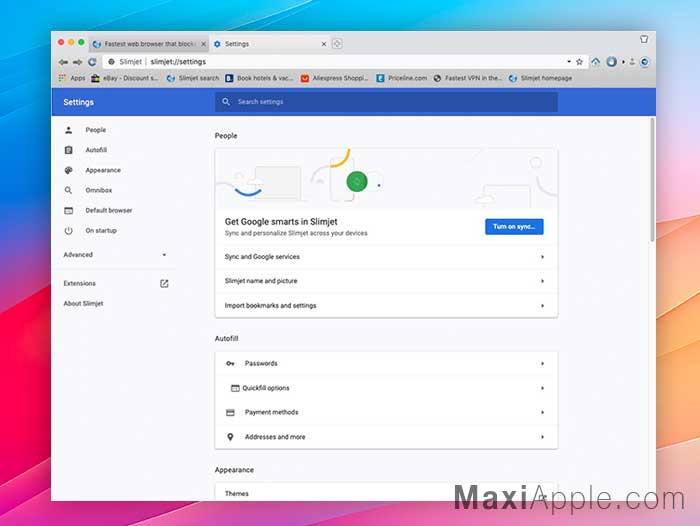 SlimJet macOS Windows Navigateur Alternative Chrome