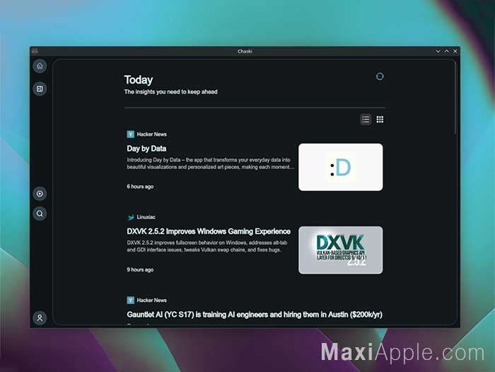 Chaski App macOS Mac PC Windows Linux Lecteur de Fils RSS Open Source Gratuit