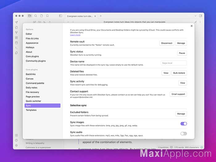 Obsidian macOS Windows iPhone Android Editeur de Texte Gratuit