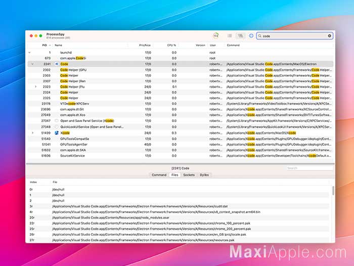 ProcessSpy macOS Mac Utilitaire Alternative Moniteur d'Activité Gratuit