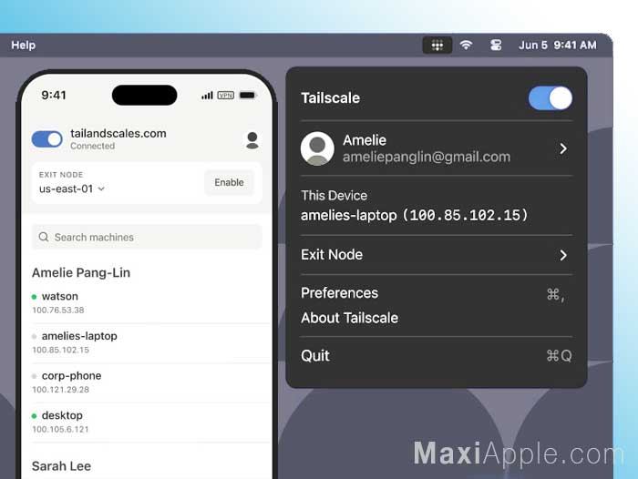 Tailscale Windows macOS iPhone iPad Android VPN decentralise gratuit usage personnel