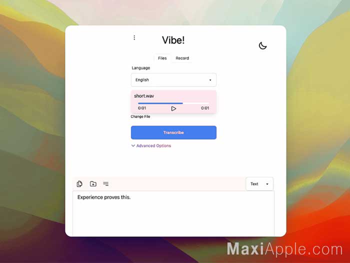 Vibe App macOS Mac PC Windows application logiciel Transcription Audio Video Gratuit Open Source
