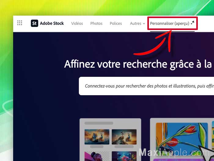 Adobe Stock Customize IA AI Personnaliser Stock Photo App FireFly
