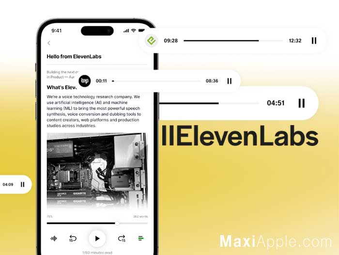 ElevenLabs ElevenReader iOS iPhone iPad Android Text to Speech Audio en Texte Voix IA Naturelles Application Gratuit
