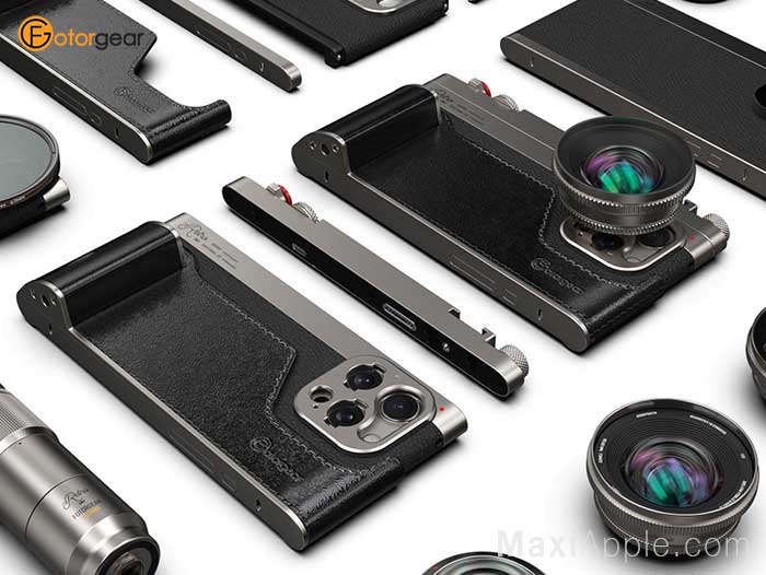 Fotorgear Coque Declencheur Poignée Objectif Filtre Accessoire Appareil Photo Retro Leica iPhone 16 Pro