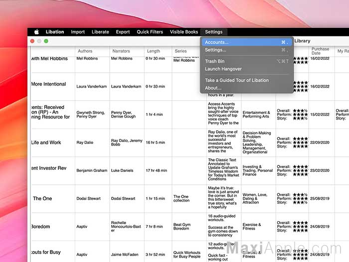 Libation macOS Mac PC Windows - Télécharger Convertir AudioBooks Audible Logiciel Application Outil gratuit Open Source
